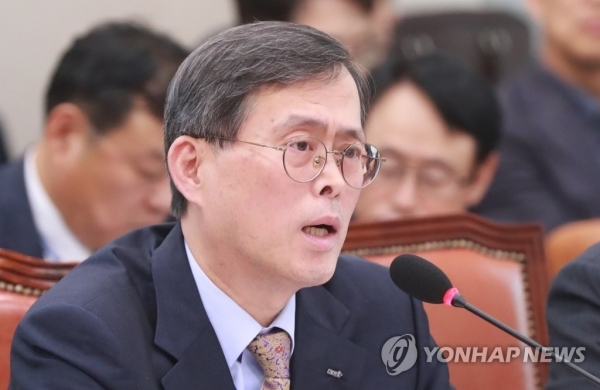 ▲지난해 국정감사서 위증논란에 휘말렸던 정재훈 한수원 사장